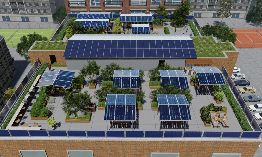 Die Kombination aus Dachbegrünung und Photovoltaik bringt jede Menge Nutzen fürs Stadtklima und zusätzlich Strom.