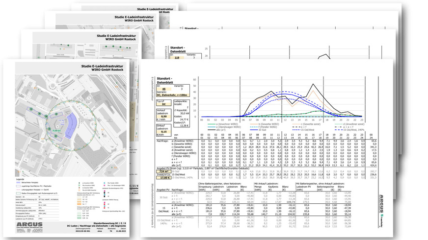 Standort-Steckbriefe mit Lageplan (l.), Standort Datenblätter (r.); Hintergrundkarte: Openstreetmap-Mitwirkende 2023