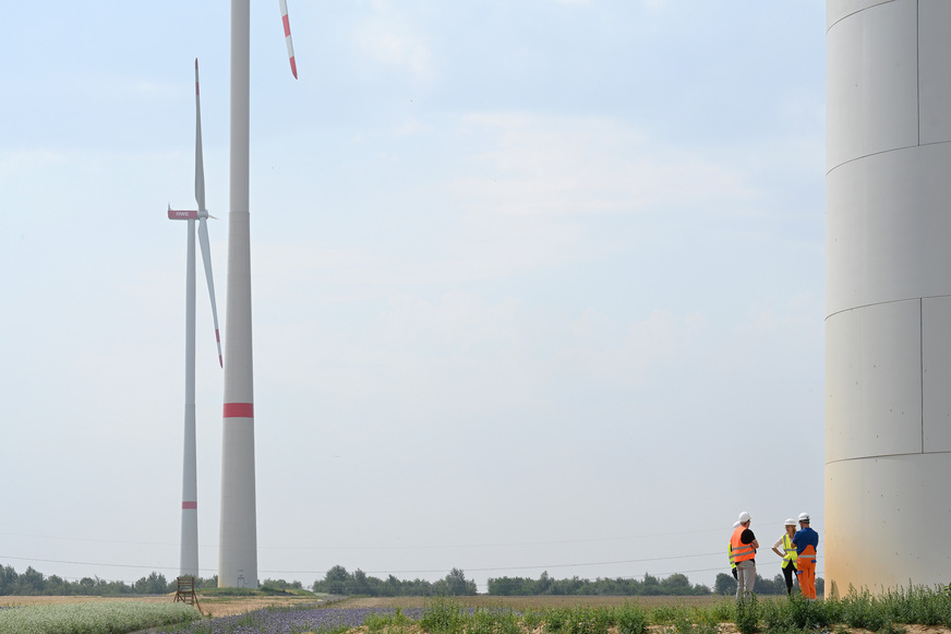 28,5-Megawatt-Windpark Bedburg im Rheinischen Revier von RWE, den der Energiekonzern gemeinsam mit der Stadt Bedburg betreibt.