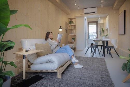 Wohnzimmer im Tiny House von Vattenfall