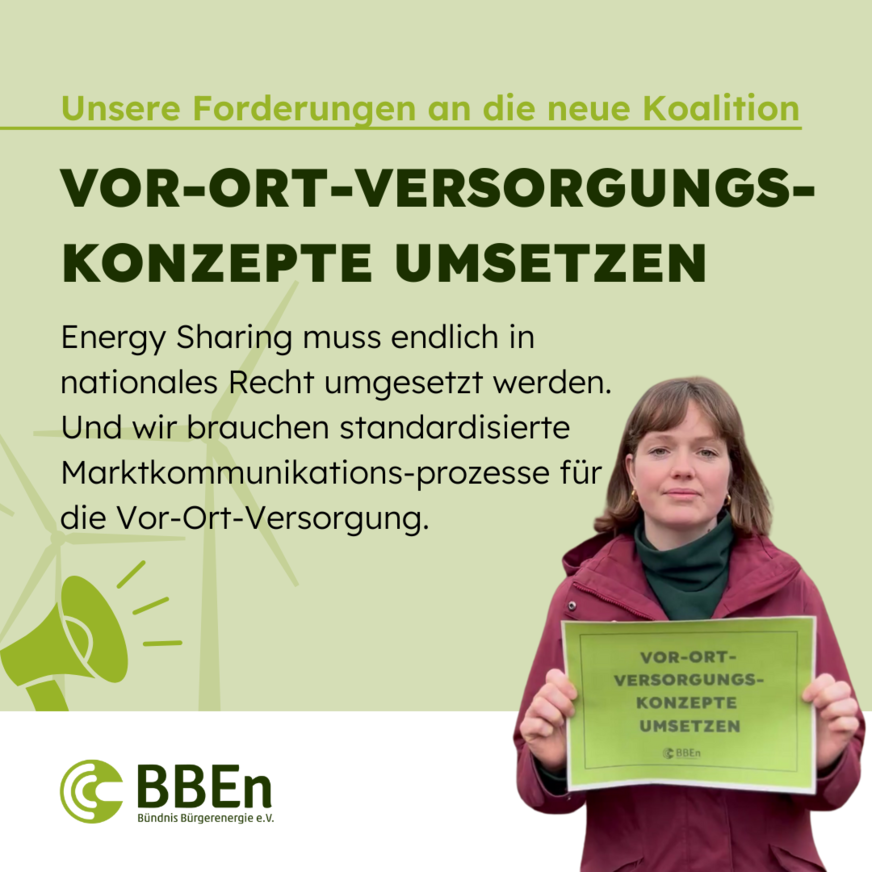 Mieterstrom, regionales Stromteilen etc. – wichtige Maßnahmen auch für die Entlastung der Netze.