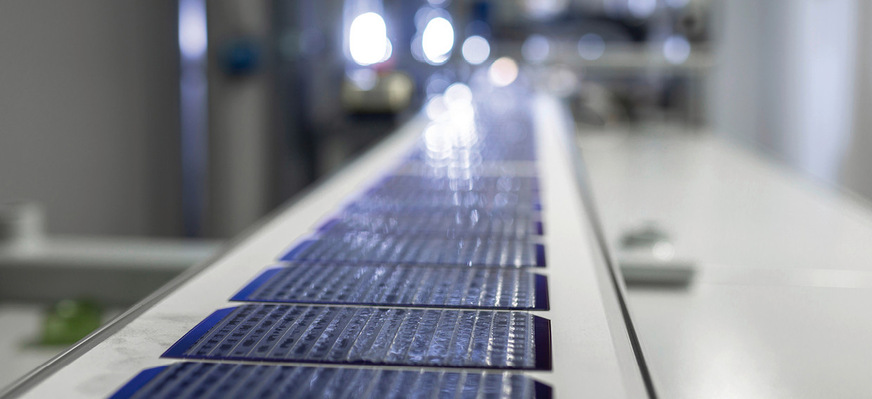 Mit Smart Wire Connection Technology hergestellter Zellstring im Module-Tec des Fraunhofer ISE