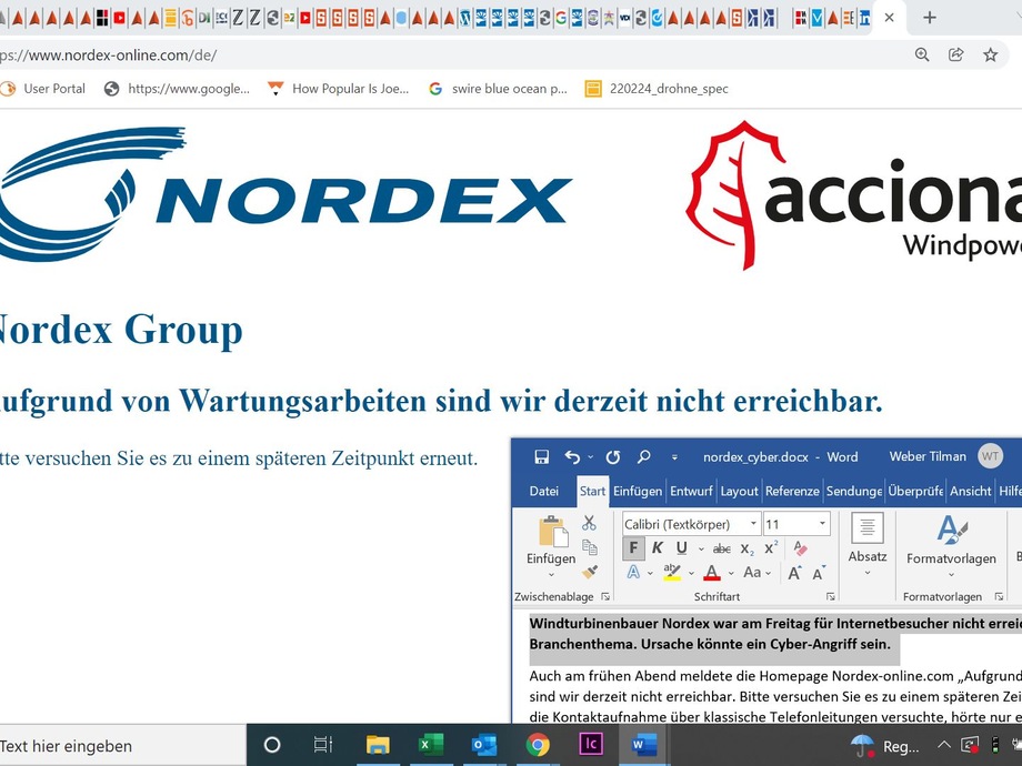 Nordex ? Am Freitag kein Anschluss unter dieser URL