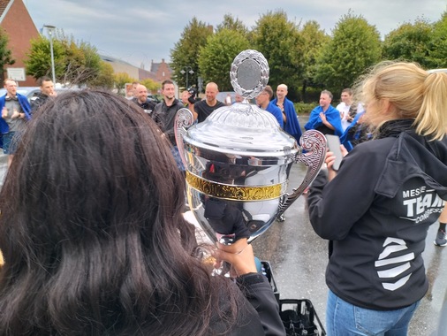 Windlauf am Ziel des Parkplatzes am Binnenhafen in Husum