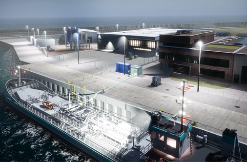 Die nicht zustande gekommene Vision eines Wasserstoffterminals namens Aqua Portus auf Helgoland. Sie entstand als Teil der Aqua-Ventus-Initiative, die Cruh21 beraten hatte - © Foto: AquaVentus
