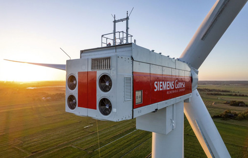 Siemens-Gamesa-Turbine der Plattform 5.X im Container-Schick