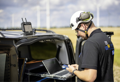 Enertrag Betrieb, der Pilot einer Inspektionsdrohne