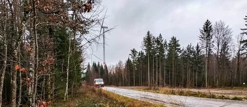 Windpark Sulzbach-Laufen, projektiert von Uhl Windkraft aus Ellwangen und ZEAG (EnBW) aus Heilbronn, kurz vor der Inbetriebnahme im Dezember 2024