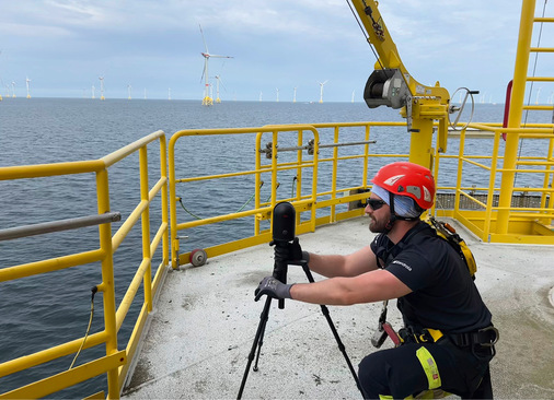 Scan-Kampagne mit 3D-Laser im Offshore-Windpark Wikinger von Iberdrola in der Ostsee 2025. Ziel ist die Simulation eines digitalen Zwillings.