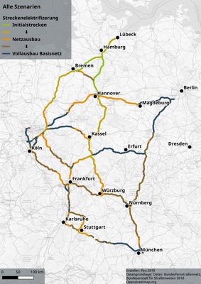 Karte für ein Oberleitungs-Basisnetz