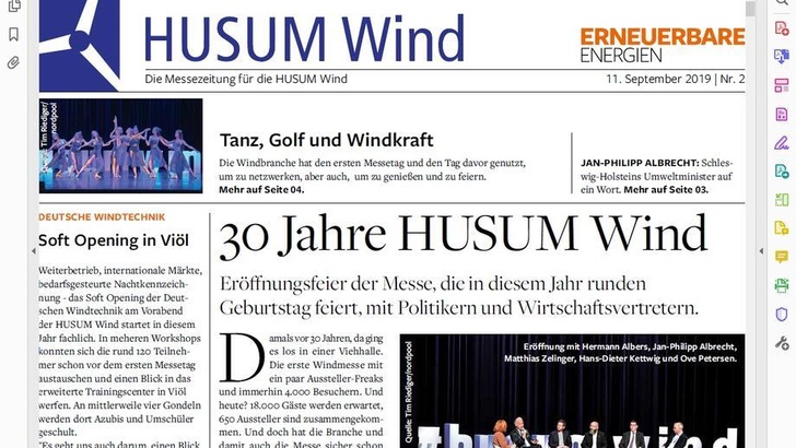 <p>Die tägliche Messezeitung zur HUSUM Wind darf auch 2021 nicht fehlen.</p> - © Foto: Schlütersche <p>Die tägliche Messezeitung zur HUSUM Wind darf auch 2021 nicht fehlen.</p> - © Foto: Schlütersche