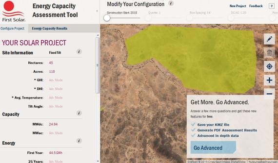 Planungstool | Das von mir ausgewählte Gebiet in Niger mit einer Solaranlage von 25 MW. - © Grafik: First Solar