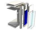 Soalrthermische Jalousie Detail | Die Lamellen werden zwischen Glasscheiben eingebettet . Zudem ist die Jalousie in ein Fassadenelement integriert, wodurch sie sich perfekt in das Gesamtbild einfügt. - © Fraunhofer ISE
