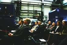 Gecolab | Generator-Umrichter-Prüfstand "GeCoLab" bei seiner Eröffnung am 11. Januar 2016. Betreiber der Testanlage ist das Institut für Antriebssysteme und Leistungselektronik der Universität Hannover. Die Instituts-Fachbereiche Leistungselektronik und Antriebsregelung sowie Elektrische Maschinen und Antriebssysteme werden daran gleichermaßen forschen.