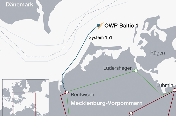 EnBW-Offshore-Windpark Baltic 1 in der deutschen Ostsee - © Foto: 50Hertz
