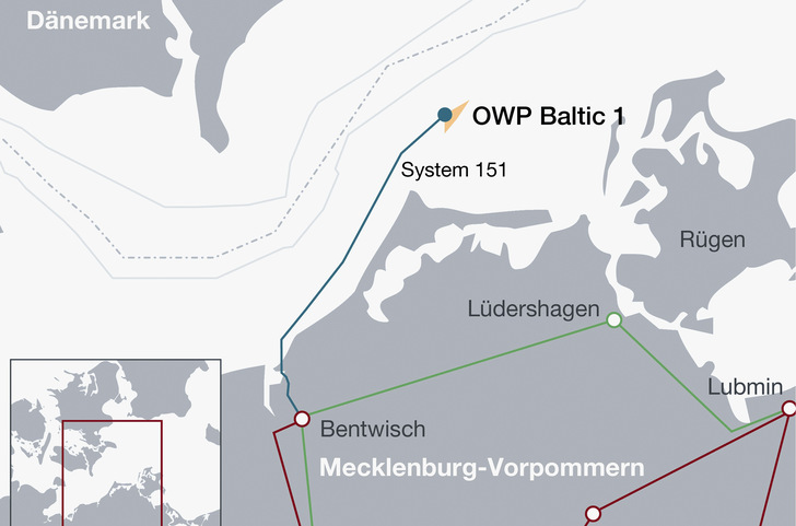 EnBW-Offshore-Windpark Baltic 1 in der deutschen Ostsee