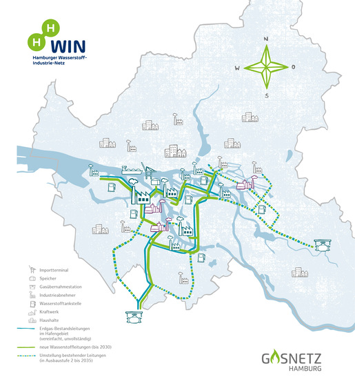 Bestehende und geplante Gasnetz-Infrastruktur in Hamburg.  - © Gasnetz Hamburg
