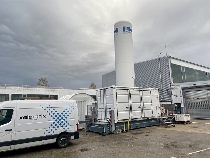 Inselsystem mit Wasserstoff und Batterie für autarke Lösungen.