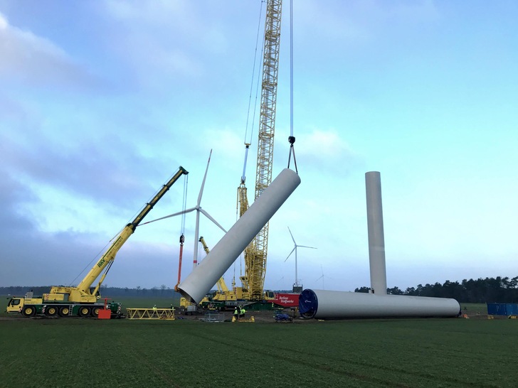 Die Baustelle des Windparks südlich von Berlin. - © Berliner Stadtwerke
