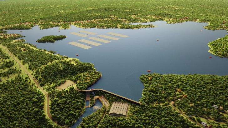 Floating PV in Thailand an der Sirindhorn-Talsperre.