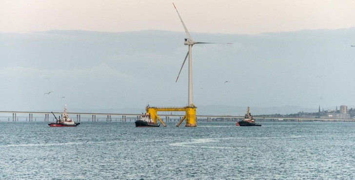 Kincardine Offshore Windfarm bei Aberdeen mit Floating-Technologie – auch Baywa RE plant Projektierung schwimmender Windparks.