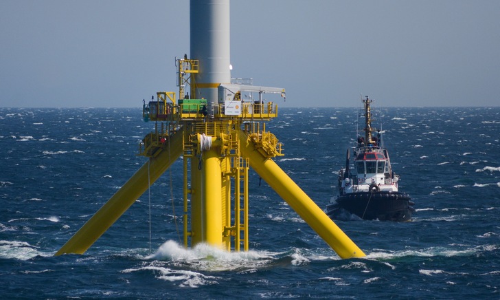 Auch schwimmende Windparks sehen Planungen vor Australien vor – hier das Beispiel eines Schwimmfundamentdesign des Modells „TetraSpar“