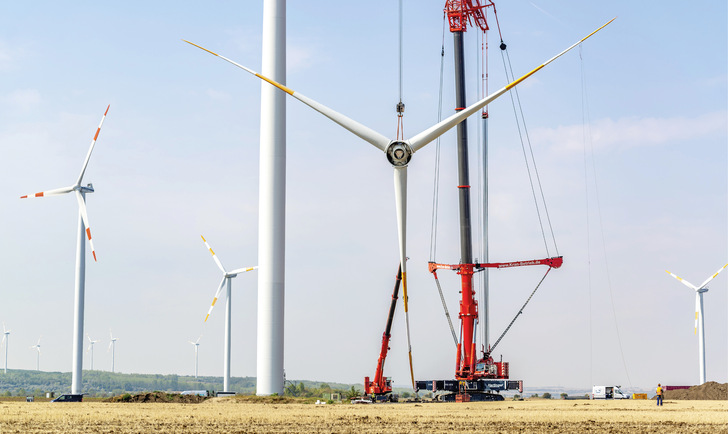 Im früheren Bergbaugebiet des Mansfelder Landes bei Halle stehen die beiden Repowering-Windparks Wansleben I und II von Ostwind.