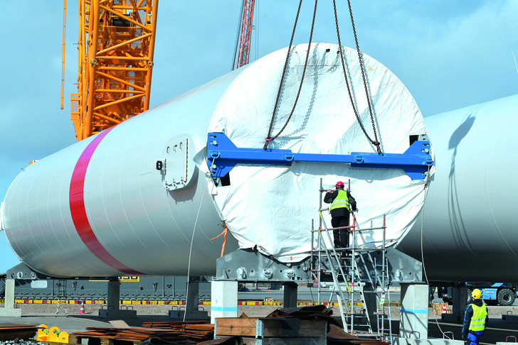 Verladung von Windturmsegmenten