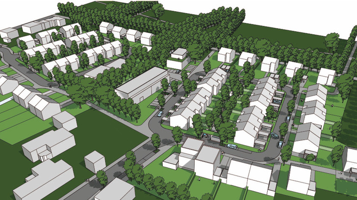 So soll das neue Quartier in Nettetal aussehen. Es wird über ein teilautarkes Mikronetz mit Energie versorgt.