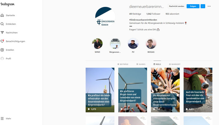 Instagram-Seite #DieErneuerbarenImNorden.