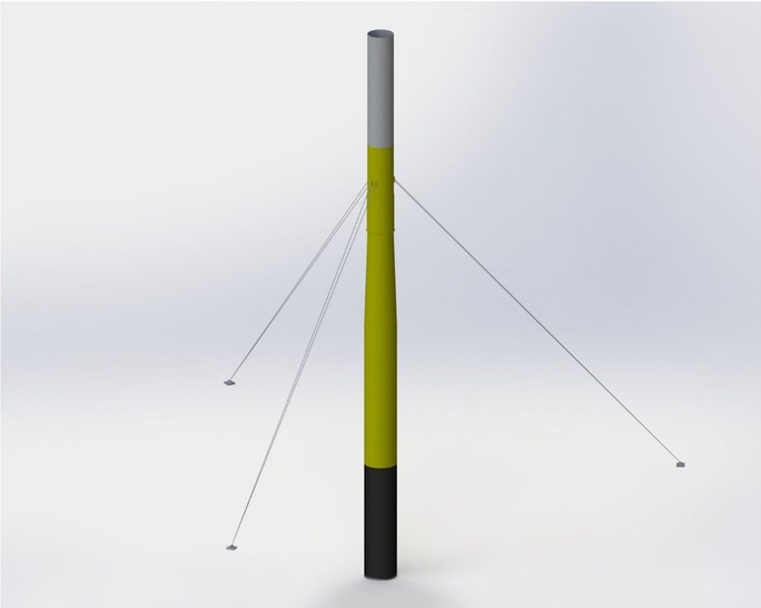 Das FRP-Monopile, eine Hybrid-Stahlrohrgründung mit Technikelementen schwimmender Windturbinenfundamente