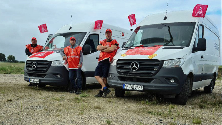 Da war es noch ein Warnstreik: Vestas Mitarbeiter Ende August.