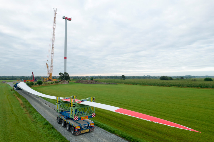 Prototyperrichtung der Nordex-Windturbine N163/5.X im Bürgerwindpark Janneby: Windenergieanlage mit 5,7 MW, September 2021