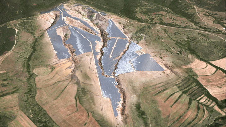 So soll sich der Solarpark in die Verila-Berge in Bulgarien einfügen – kein leichtes Unterfangen. - © Sunotec
