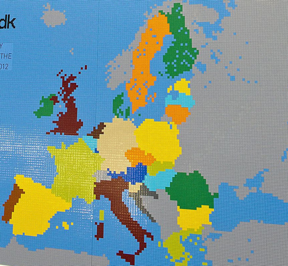 Länder der EU als Lego-Karte und Nicht-EU-Länder - eine Präsentation  aus der dänischen EU-Präsidentschaft von 2012.
