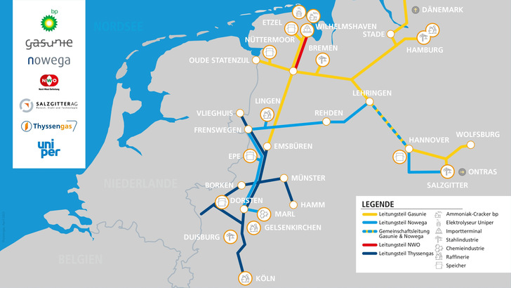 Sieben Unternehmen verbinden ihre Wasserstoffpläne in Norddeutschland. - © Thyssengas GmbH
