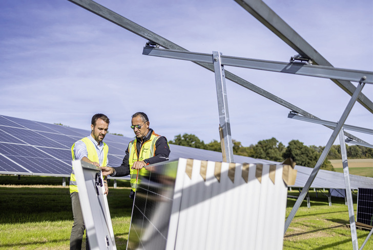 Juwi-Revamping: Solarpark Seckach mit 9,8 Megawatt, Bauphase Oktober 2022, Neckar-Odenwald-Kreis, Baden-Württemberg - © Foto: JUWI
