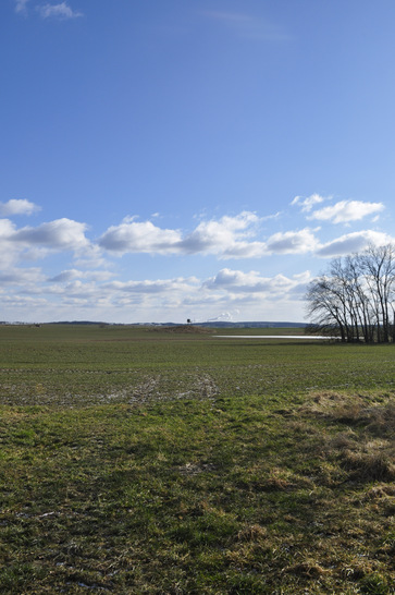 Ein Hügelgrab (Mitte des Bildes) - kaum zu erkennen, und doch verhindert es Windparks. 