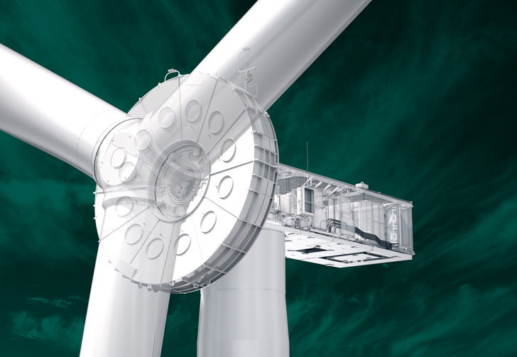 Enercons neues künftiges Modell E-175. Im August 2023 kündigte Enercon an, einen größeren Rotor einzubauen, als bei der 2022 angekündigten ersten Variante mit 6,0 Megawatt. Das Modell E-175 EP5 E2 werde mehr Nennleistung erzielen.