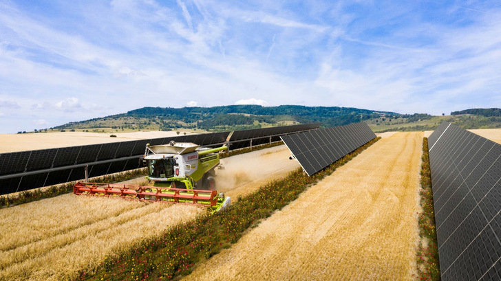 Baywa RE projektiert auch im Ausland, wie hier in Spanien: Das Projekt in der Nähe von Granada reduziert nicht nur den CO2-Fußabdruck, sondern ermöglicht auch die landwirtschaftliche Produktion. - © BayWa r.e.
