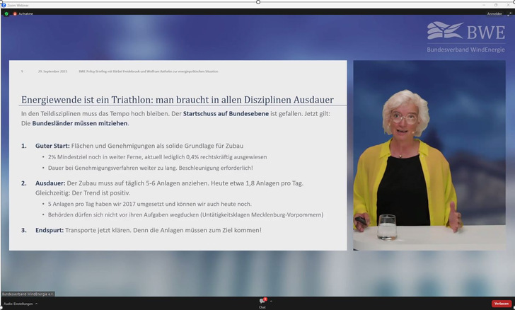 BWE-Präsidentin Bärbel Heidebroek - © BWE-Screenshot
