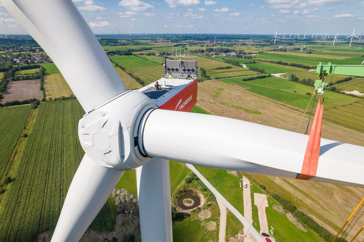 Installation der Prototypanlage für Nordex-Anlagentyp N163 am Standort Janneby in Schleswig-Holstein - © Ulrich Mertens – Nordex
