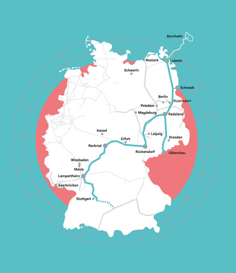  Von Bornholm bis Stuttgart: Mit „Flow – making hydrogen happen“ entsteht ein gemeinsames Pipeline-System für Wasserstoff.