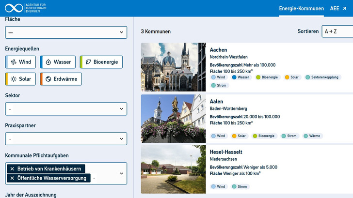 In der Datenbank kann auch nach der Verknüpfung von Klimaschutzmaßnahmen und kommunalen Pflichtaufgaben recherchiert werden.