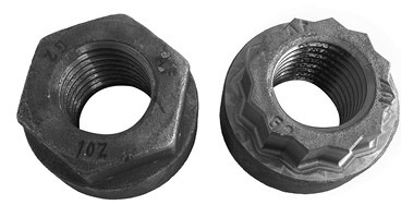 Abbildung 1: links die ISR-Standard-Bundmutter, rechts die Doppelsechskantmutter