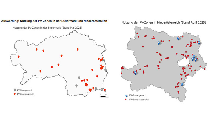 Von den in der Steiermark und in Niederösterreich ausgewiesenen 152 Flächen wurden innerhalb von zwei Jahren nur 14 bebaut. - © PV Austria