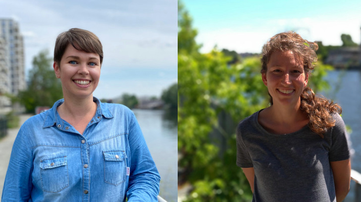 Jessica Grunert (li.) ist Beraterin im SolarZentrum Berlin. Elisa Förster ist Projektleiterin der Beratungsstelle.