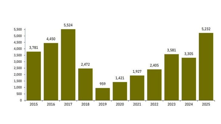 Bundesweiter Zubau von Windenergie an Land ab 2015: Rekord fast wieder eingestellt