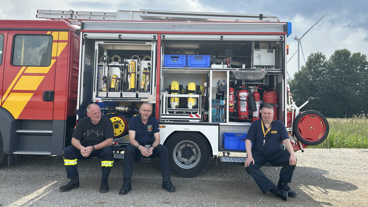 Feuerwehr auf Fest im UKA-Windpark Reher, Juli 2025