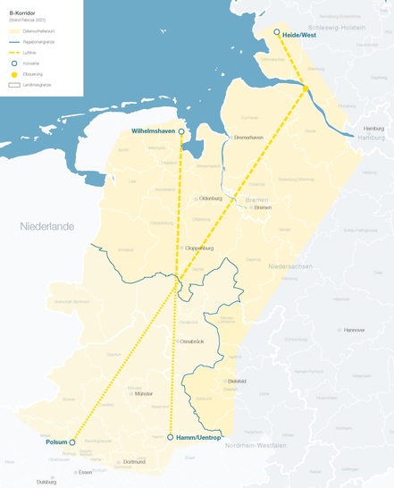 Plan für das Gleichstrom-Erdkabel, das Tennet und Amprion bauen wollen. - © Tennet